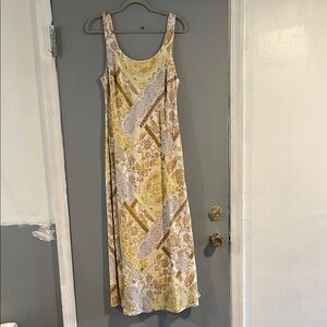 Drew by Anthropologie Floral Maxi Dress Patchwork Yellow Grey‎ Size M